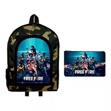 Combo Mochila Reforzada + Cartuchera Free Fire Videojuego