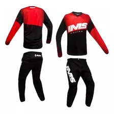 Conjunto Roupa Motocross Trilha Calça Camisa Ims Vermelho