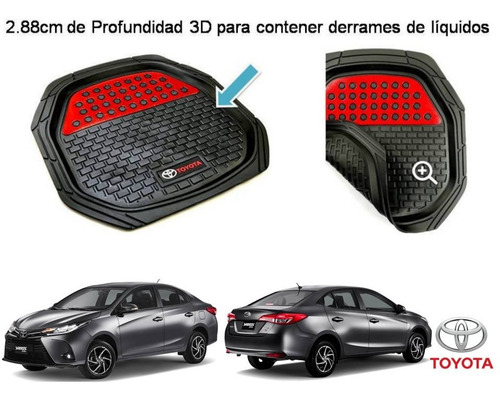 Tapetes 4pz Charola 3d Logo Toyota Yaris Sedan 2017 A 2022 Foto 5