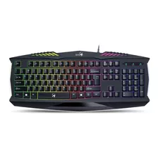 Teclado Gamer Genius Gx Gaming Scorpion K220 Qwerty Español Color Negro Con Luz De 7 Colores