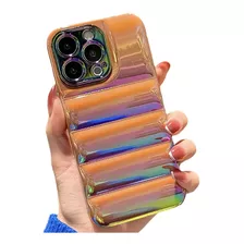 Funda Holographic Puffer Premium Tornasolada Para iPhone