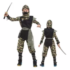 Fantasia Ninja Infantil Camuflado Samurai Cosplay Ninja