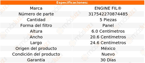 Paq 5 Filtros De Aire Discovery V8 4.6l 03/04 Engine Fil Foto 2