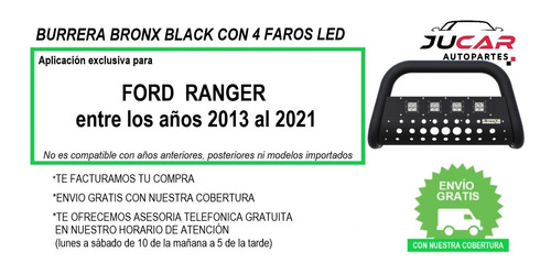 Burrera Black B1 Ford Ranger 2013-2019 4 Faros Centrales Foto 8