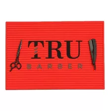 Tru Barber Station Mat Alfombra Barberia Rojo Y Negro Big