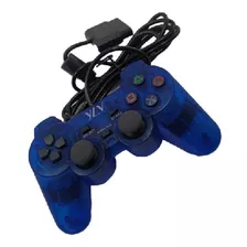 Controle Azul Playstaton 1 E 2 Jogos Videogame Com Fio Manet