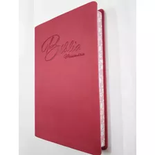 Bíblia Cpb Missionária - Ara - Almeida Revista E Atualizada - Capa De Couro Luxo - Cor Pink Nobre