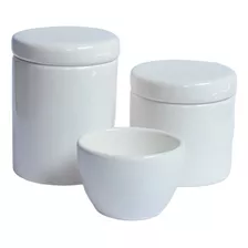 Kit Higiene Bebê Porcelana Branco 3 Peças