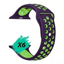 Pack 6 Correas Para Applewatch Dep. Morado Verde 42/44/45mm