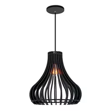 Luminária Pendente Mdf Ekos- Madalli Cor Preto Fosco