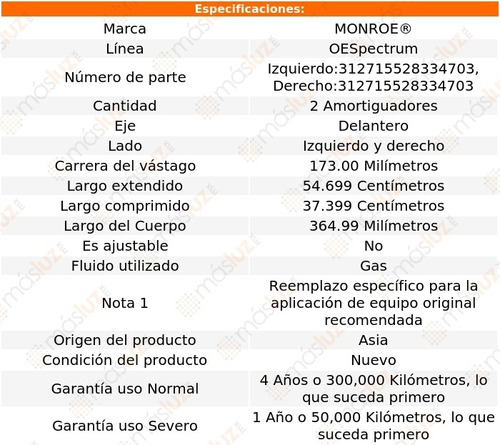 Kit 2 Amortiguadores Del Gas Oespectrum 207 Peugeot 08 Foto 3