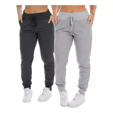 Kit 2 Calça Moletom Slim Jogger Com Bolso Feminino Adulto