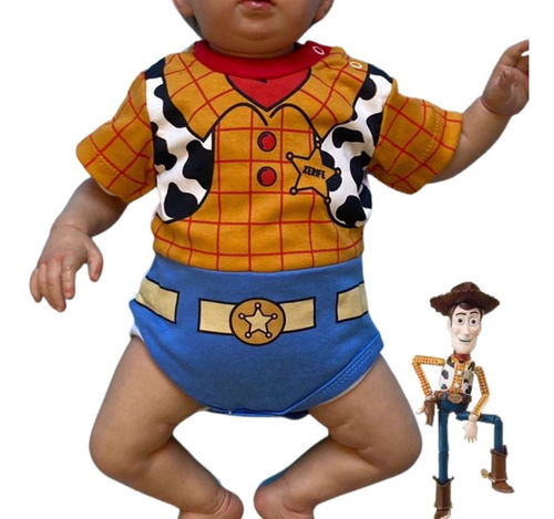 Body De Bebê Infantil Personagens Fantasia Woody Toy Story