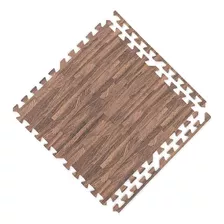 Piso Alfombra Goma Eva Tipo Madera, 4 Cuadrados, 60x60cms