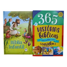 Kit Com Livro 365 Historias E Uma Bíblia Ilustrada Crianças