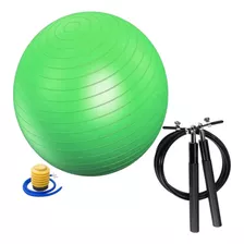 Bola Pilates 75cm Suiça E Corda De Pular Crossfit Speed Rope