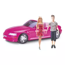 Carro Conversível+boneca Tipo Barbie +boneco Tipo Ken-brinde