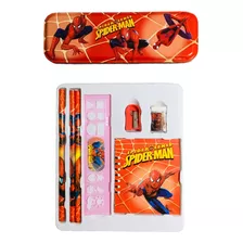 Set Escolar Importado 8 Piezas Spiderman Para Niños