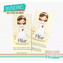 Estampita Comunión Niña - Tarjetita Comunión Nena Imprimir