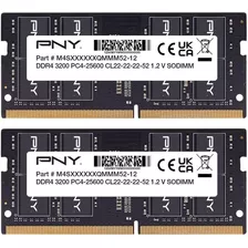 Memoria P/ Laptop Pny, 3200 Mhz, Sodimm, Ddr4 Dram, 2x16 Gb