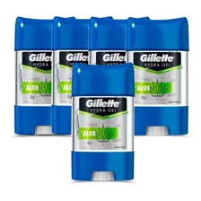 Kit 5 Desodorantes Gillette Antitransp. Gel Hydra Aloe 86g