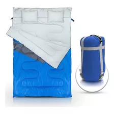 Sleeping Bag Doble Saco De Dormir Ntk Kuple Con Almohadas Color Azul