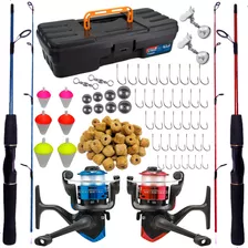 Kit De Pesca Completo Barato 2 Vara 10kg 2 Molinete E Itens