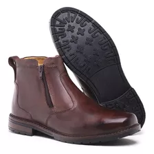  Bota Sapato Botina Masculino Couro Macio Marrom