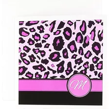 M Monogrammed Hot Pink And Black Leopard Pattern Print