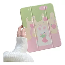 Funda Tablet Pink Green Rabbit Para 10 10.9 Pulgadas
