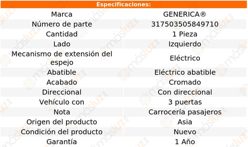 1- Espejo Izquierdo Elect Hiace 2020/2022 Generica Foto 2