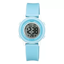 Reloj Q&q Digital De Niños (m208j001y) Apto Al Agua Color De La Correa Azul Claro Color Del Bisel Blanco Color Del Fondo Gris