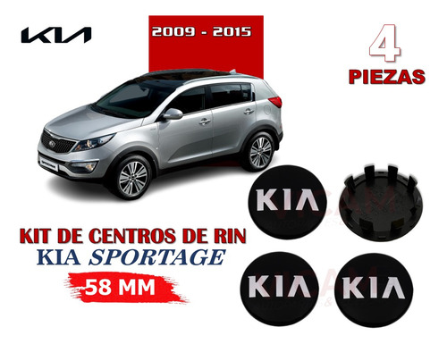 2 Centros De Rin Sportage 2012-2018 58 Mm Negro/logocrom