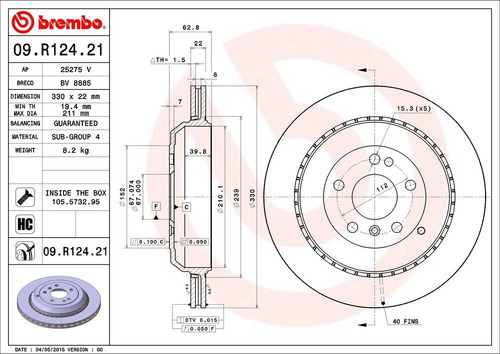 Kit-4 Discos Freno Mercedes-benz Gl450 4.7l V8 07/09 Brembo Foto 4