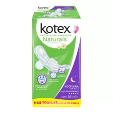 Toallas Femeninas Kotex Naturals Nocturna Con Alas 36 Toallas