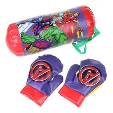 Saco De Pancada Com Luvas Kit Box Lutas Infantil Avengers Cor Violeta