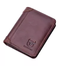 Cartera De Piel Genuina Hombre Original Larga Billetera Rfdi