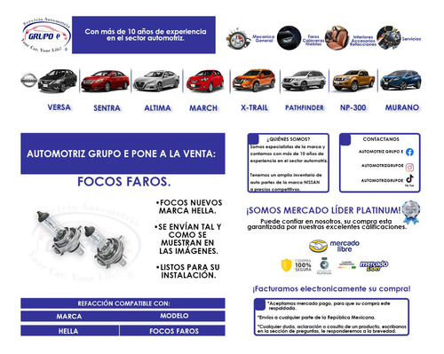 Kit Focos Faros Luz Alta/ Baja Note Versa March H4 Nissan Foto 6