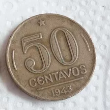 Moeda 50 Centavos 1943 - Getúlio Vargas - Antiga