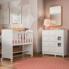 Quarto De Bebê Com Mini Berço Tigus E Cômoda Life Wt