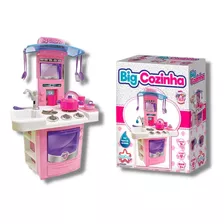 Cozinha Infantil Rosa Completa Com Pia Fogão Forno Sai Água