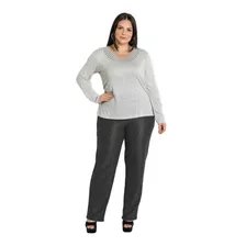 Calça Social Risca De Giz Plus Size Gordinha Elegante 