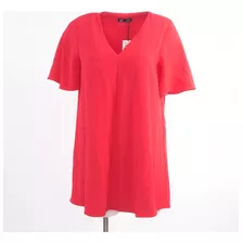 Zara Vestido Midi Rojo Liso Para Mujer Talla M