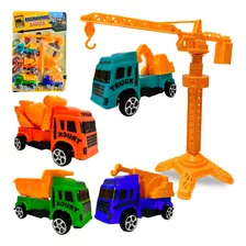 Kit 5 Brinquedos Caminhão Obra + Guindaste Lindo Presente