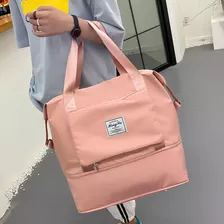 Bolsa Mala Viagem Academia Impermeável Expansiva Dobrável Cor Rosa