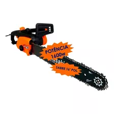 Motoserra Elétrica 1.600w Sabre 16 Polegadas Eletroserra Cor Preto/laranja Voltagem 110v