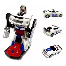 Carrinho Policia Transformers Robô Musical Luz Bate Volta