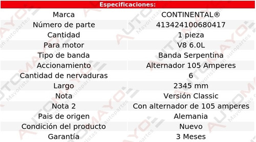 Banda 2345 Mm Alt 105 Amps Sierra 1500 Classic V8 6.0l 99-07 Foto 8