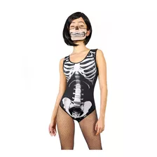 Fantasia Body Colan Caveira Esqueleto Halloween Feminino