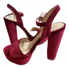 Sandalias Terciopelo Rojo Cereza Nine West